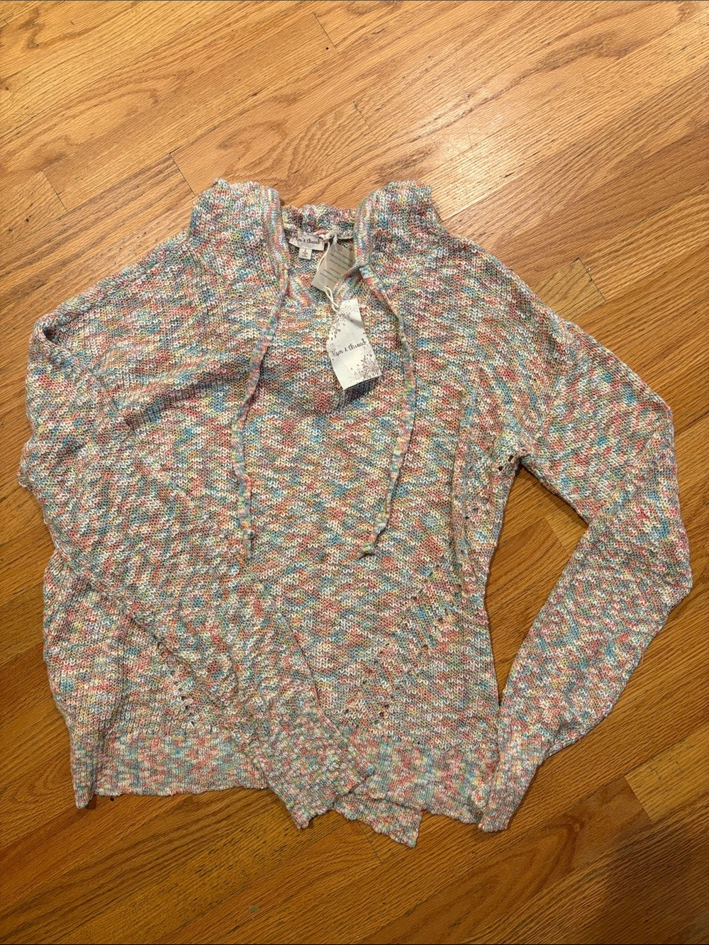 Hem & Thread Multicolor Pastel Cowl Neck Sweater